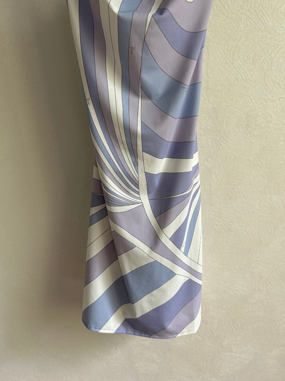 Emilio Pucci Linear Wave Print Cowl Neck Cross Back Mini Slip Dress - Picture 4 of 9